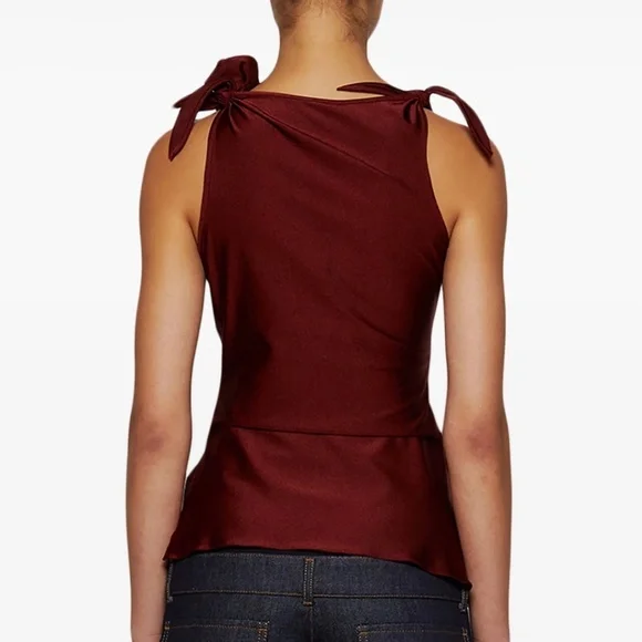 Coperni Flower Asymmetric Maroon Top XS - Picture 3 of 9